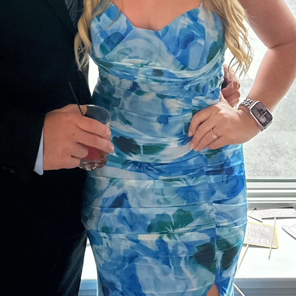 Lulu's Blue Floral Maxi Dress